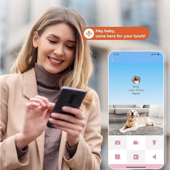 Pet feeder for dogs or cats automatic feeder, with a camera, voice recording - Picture 4 of 5